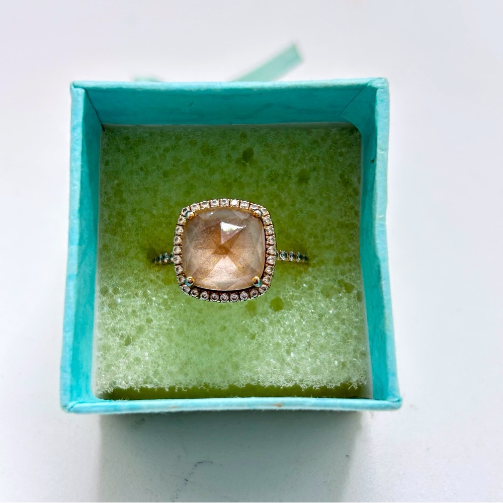 Lavon, Sterling Silver Ring With Peachy And Clear Crystals, Size 5, IOB - Picture 8 of 8
